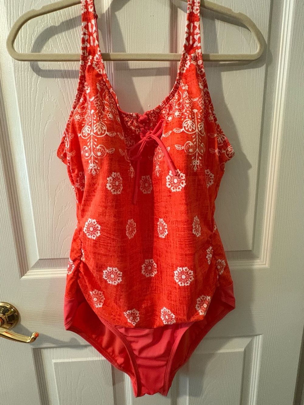 Jantzen Coral Red Floral One-Piece Swimsuit